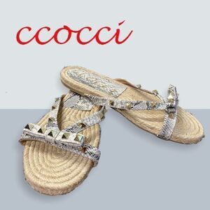 CCOCCI Delight Espadrille Stud Snake Sandals 8.5